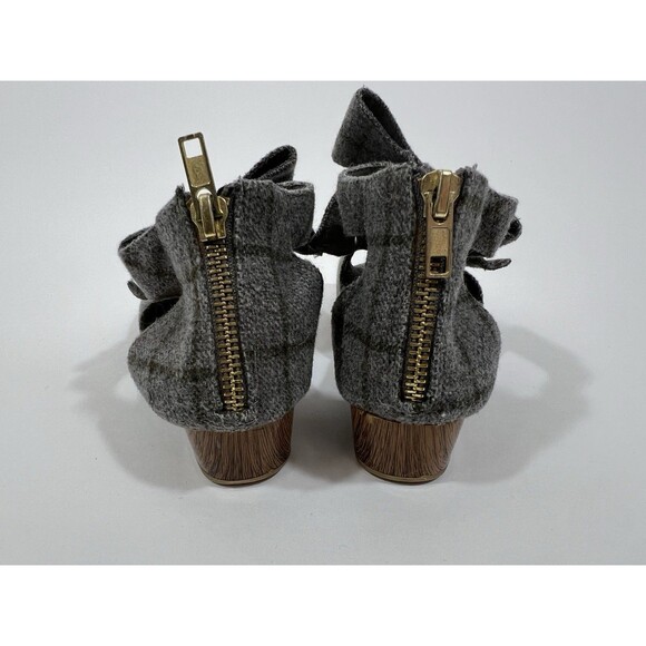 Joyfolie Girls Size 13 Bow Booties In London Fog, Gray Plaid! - Picture 4 of 9